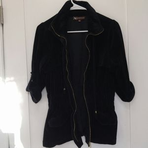 THICK SOFT Velour velvet Brit style jacket short sleeve sm